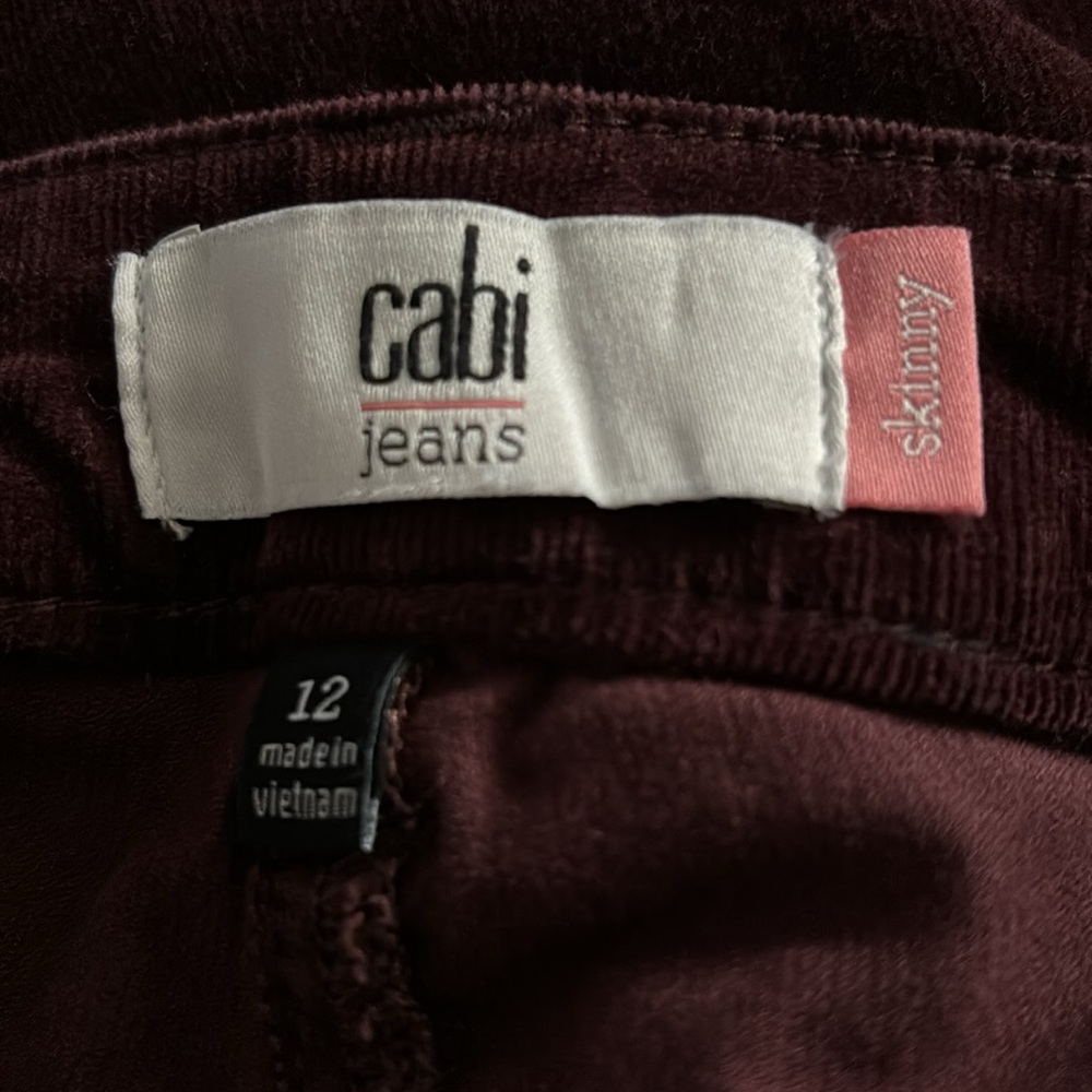 CAbi Vino Red (Wine) Skinny Velvety Stretch Corduroy Pant Size 12 - Picture 5 of 7